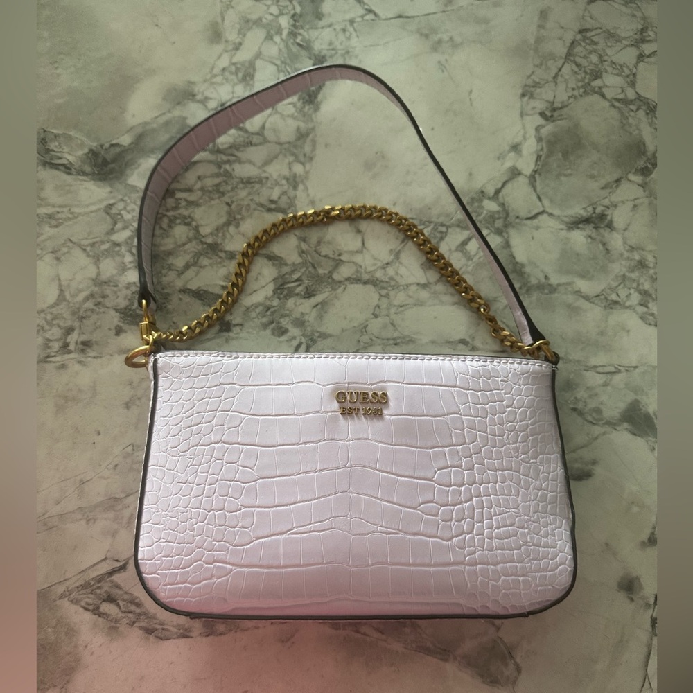 Guess Katey Mini Croc Shoulder Bag 💜 - Picture 1 of 5